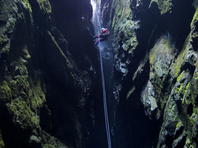 Megan abseiling in Danae Brook