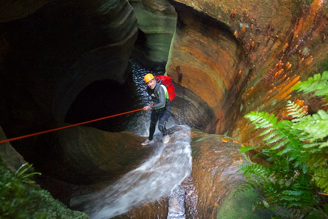 Mark on the first abseil - Claustral Canyon
